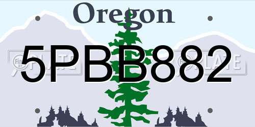 5PBB882 Oregon License Plate