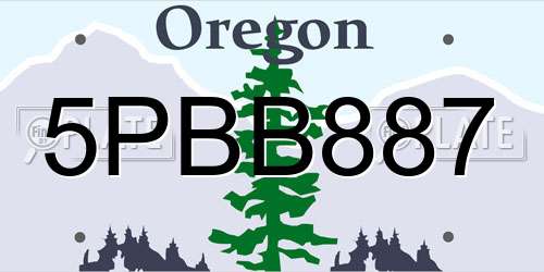 5PBB887 Oregon License Plate