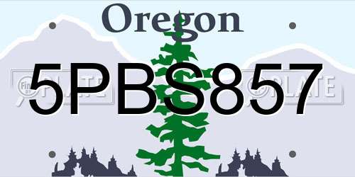 5PBS857 Oregon License Plate