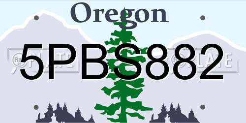 5PBS882 Oregon License Plate