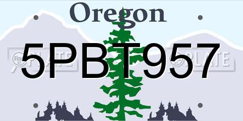 5PBT957 Oregon License Plate