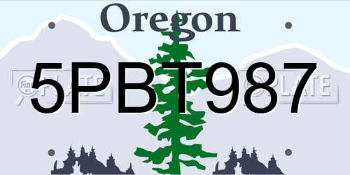 5PBT987 Oregon License Plate