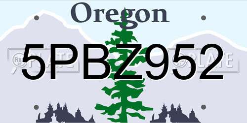 5PBZ952 Oregon License Plate