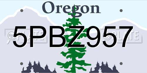 5PBZ957 Oregon License Plate