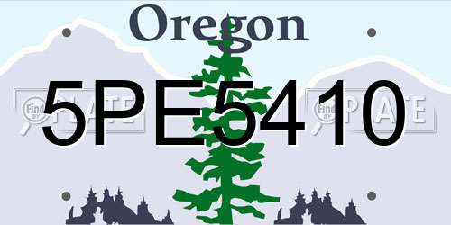 5PE5410 Oregon License Plate
