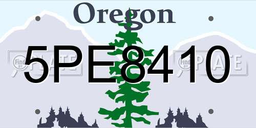 5PE8410 Oregon License Plate