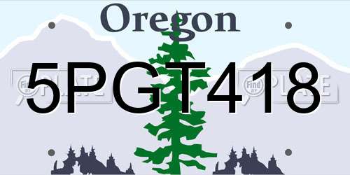 5PGT418 Oregon License Plate