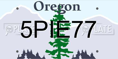 5PIE77 Oregon License Plate