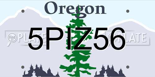 5PIZ56 Oregon License Plate