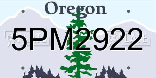 5PM2922 Oregon License Plate
