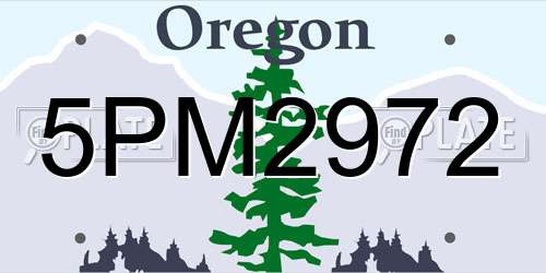 5PM2972 Oregon License Plate