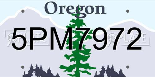5PM7972 Oregon License Plate