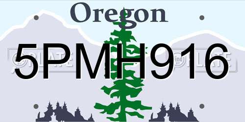5PMH916 Oregon License Plate