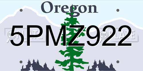 5PMZ922 Oregon License Plate