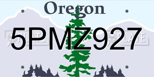 5PMZ927 Oregon License Plate