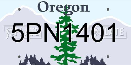 5PN1401 Oregon License Plate