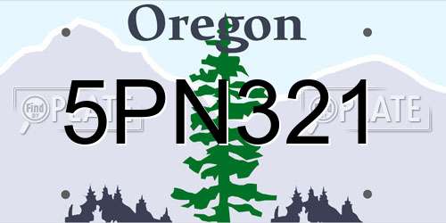 5PN321 Oregon License Plate