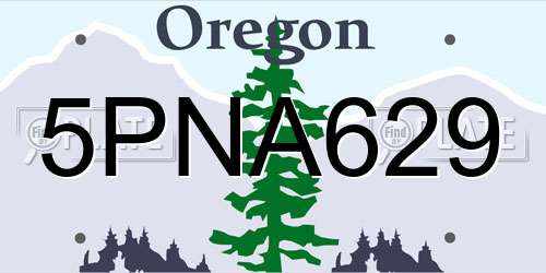 5PNA629 Oregon License Plate