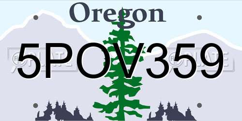 5POV359 Oregon License Plate