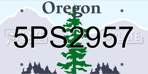5PS2957 Oregon License Plate