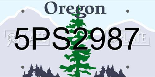 5PS2987 Oregon License Plate