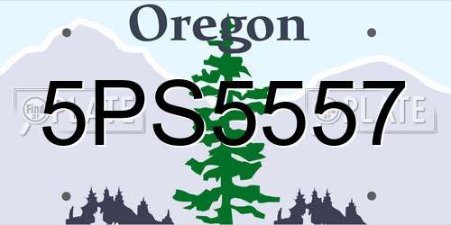 5PS5557 Oregon License Plate