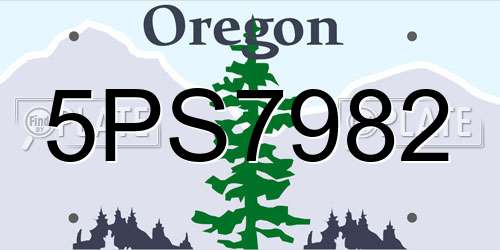 5PS7982 Oregon License Plate