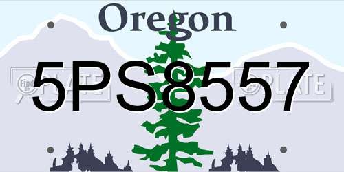5PS8557 Oregon License Plate