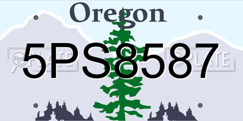 5PS8587 Oregon License Plate