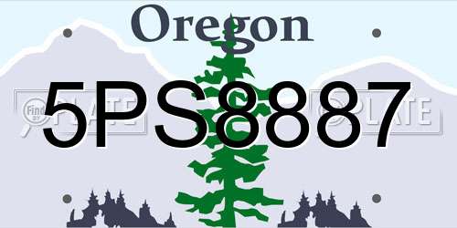 5PS8887 Oregon License Plate