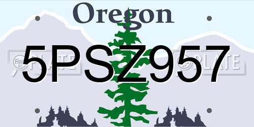 5PSZ957 Oregon License Plate