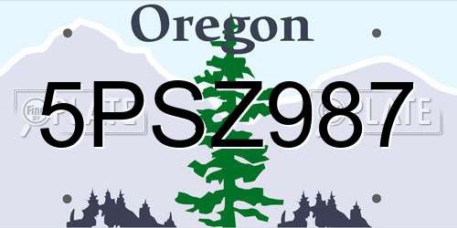 5PSZ987 Oregon License Plate