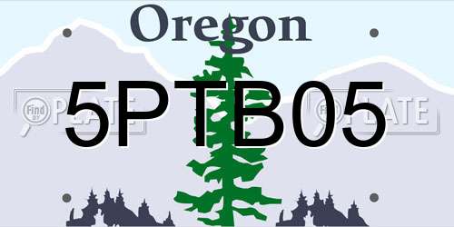 5PTB05 Oregon License Plate