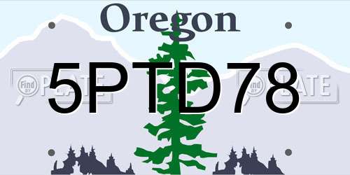 5PTD78 Oregon License Plate