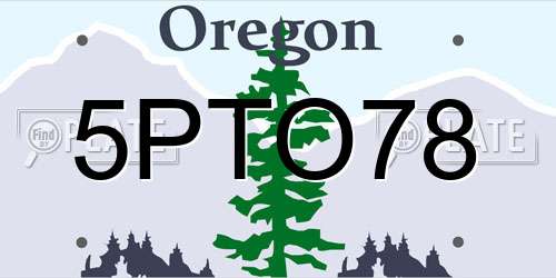 5PTO78 Oregon License Plate