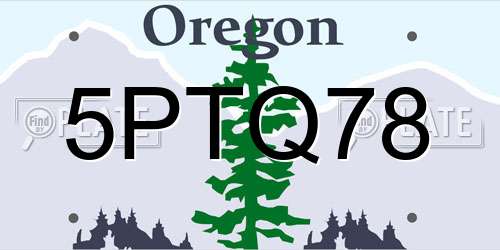 5PTQ78 Oregon License Plate