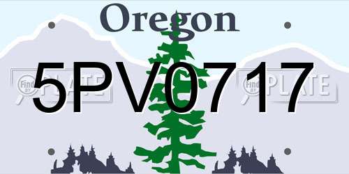 5PV0717 Oregon License Plate