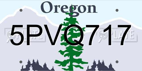 5PVQ717 Oregon License Plate