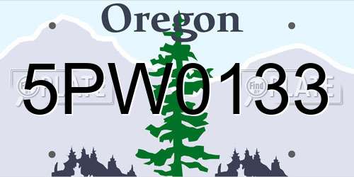 5PW0133 Oregon License Plate