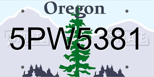 5PW5381 Oregon License Plate