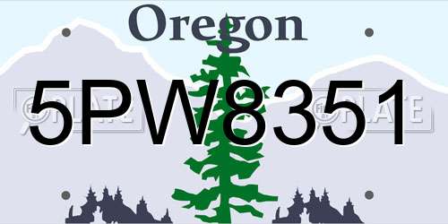 5PW8351 Oregon License Plate