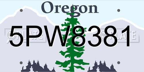 5PW8381 Oregon License Plate