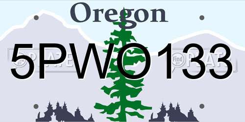 5PWO133 Oregon License Plate