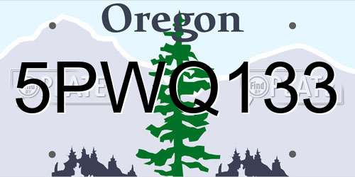 5PWQ133 Oregon License Plate