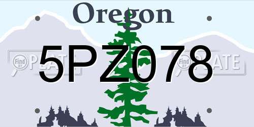 5PZ078 Oregon License Plate