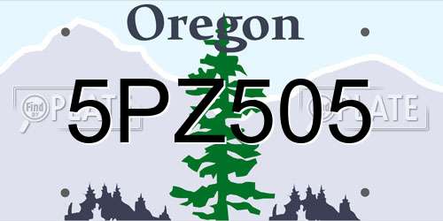 5PZ505 Oregon License Plate