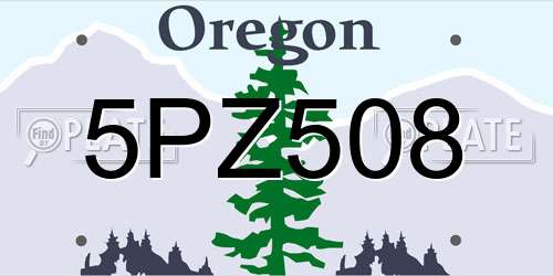 5PZ508 Oregon License Plate