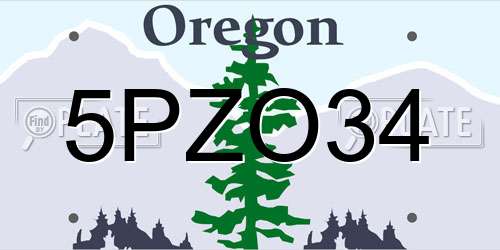 5PZO34 Oregon License Plate
