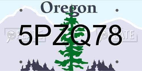 5PZQ78 Oregon License Plate