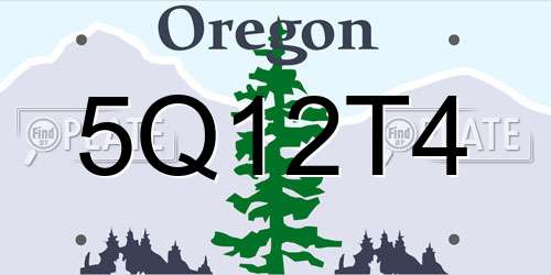 5Q12T4 Oregon License Plate
